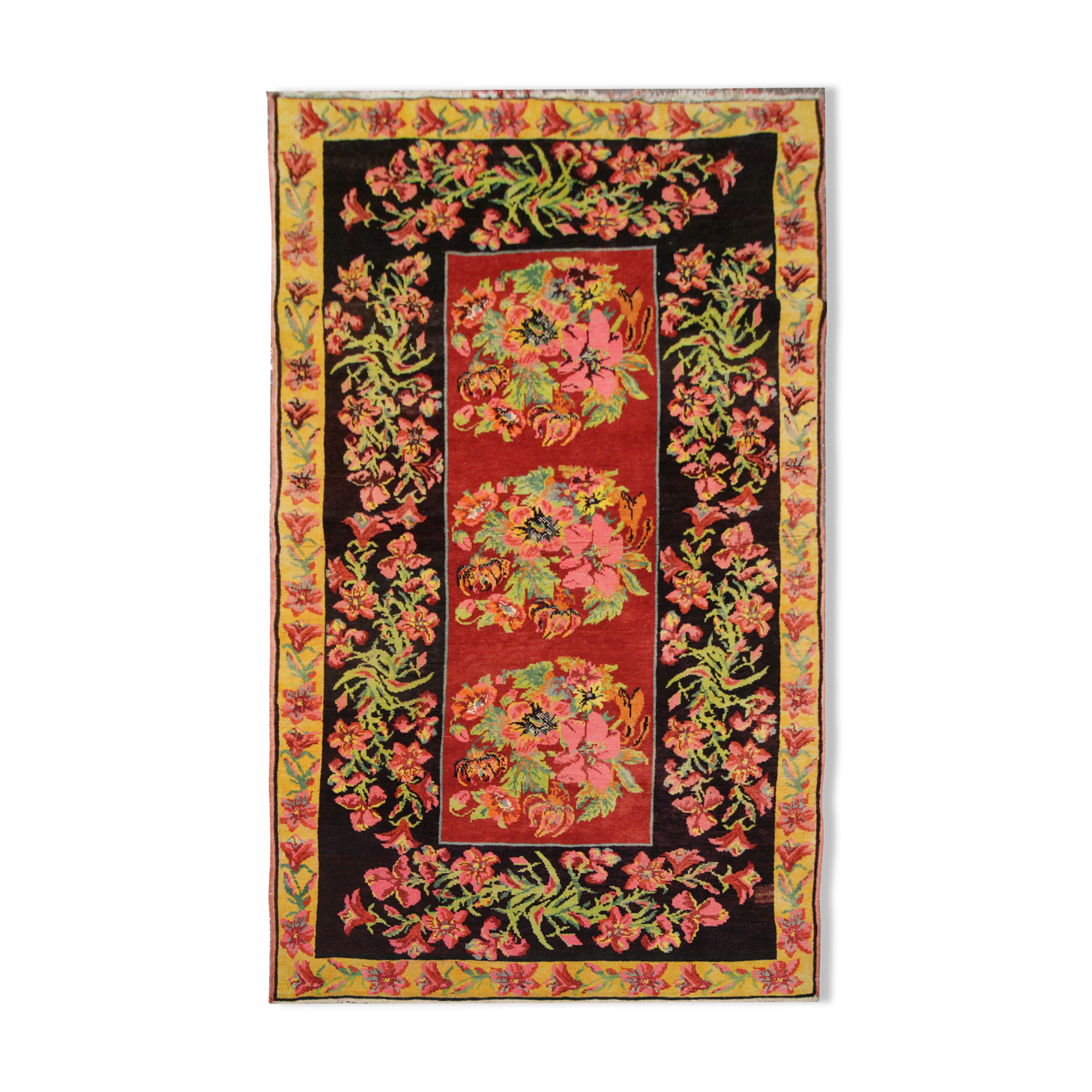 Handmade floral caucasian rug, 128x238cm