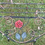 coat rack, hat rest 4 hooks wrought iron polychrome floral decoration