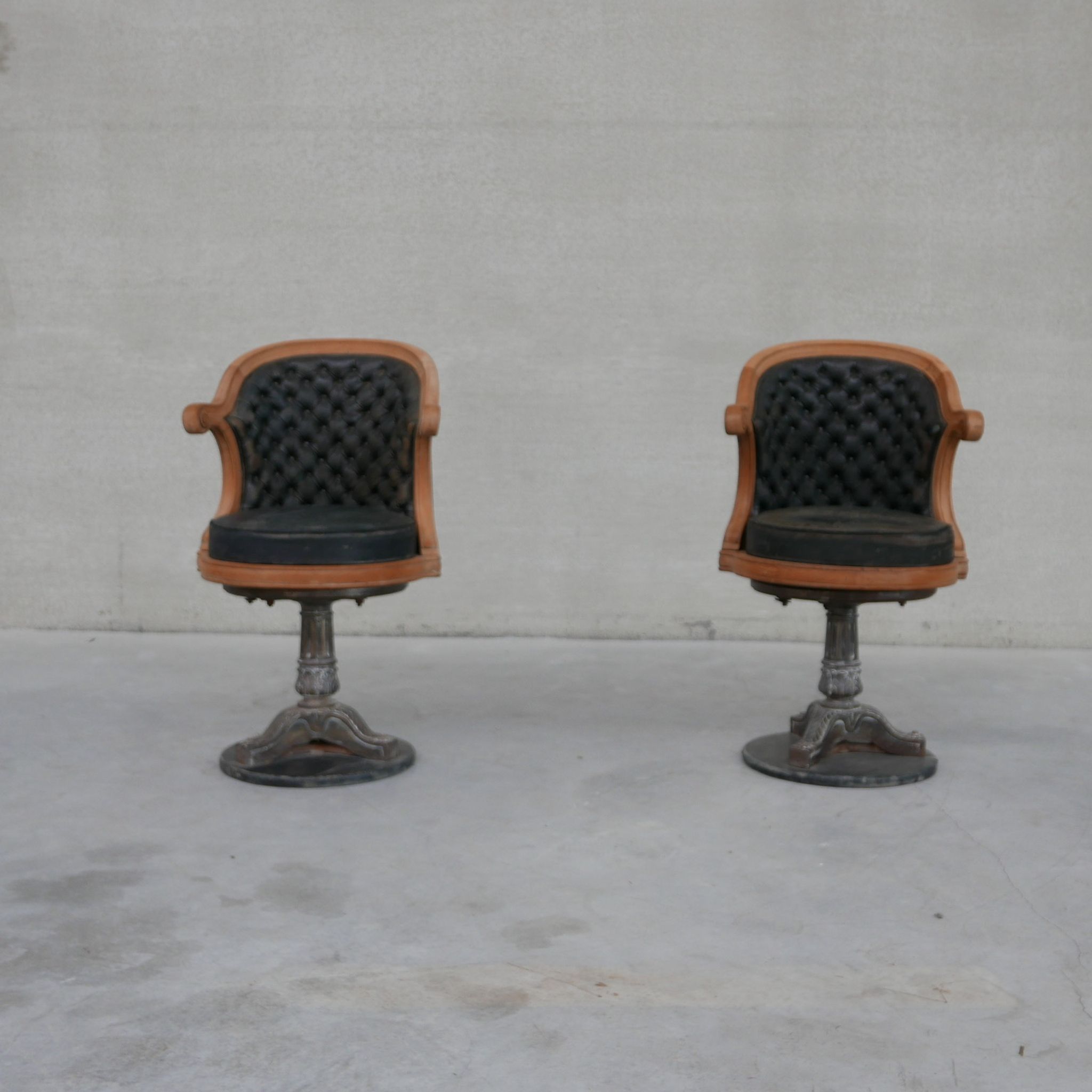 Pair of antique 'captain's" swivel office chairs