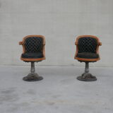 Pair of antique 'captain's" swivel office chairs