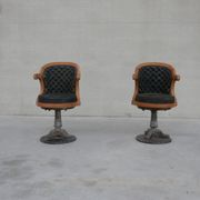 Pair of antique 'captain's" swivel office chairs