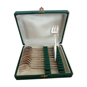12 silver metal oyster forks art nouveau decorations