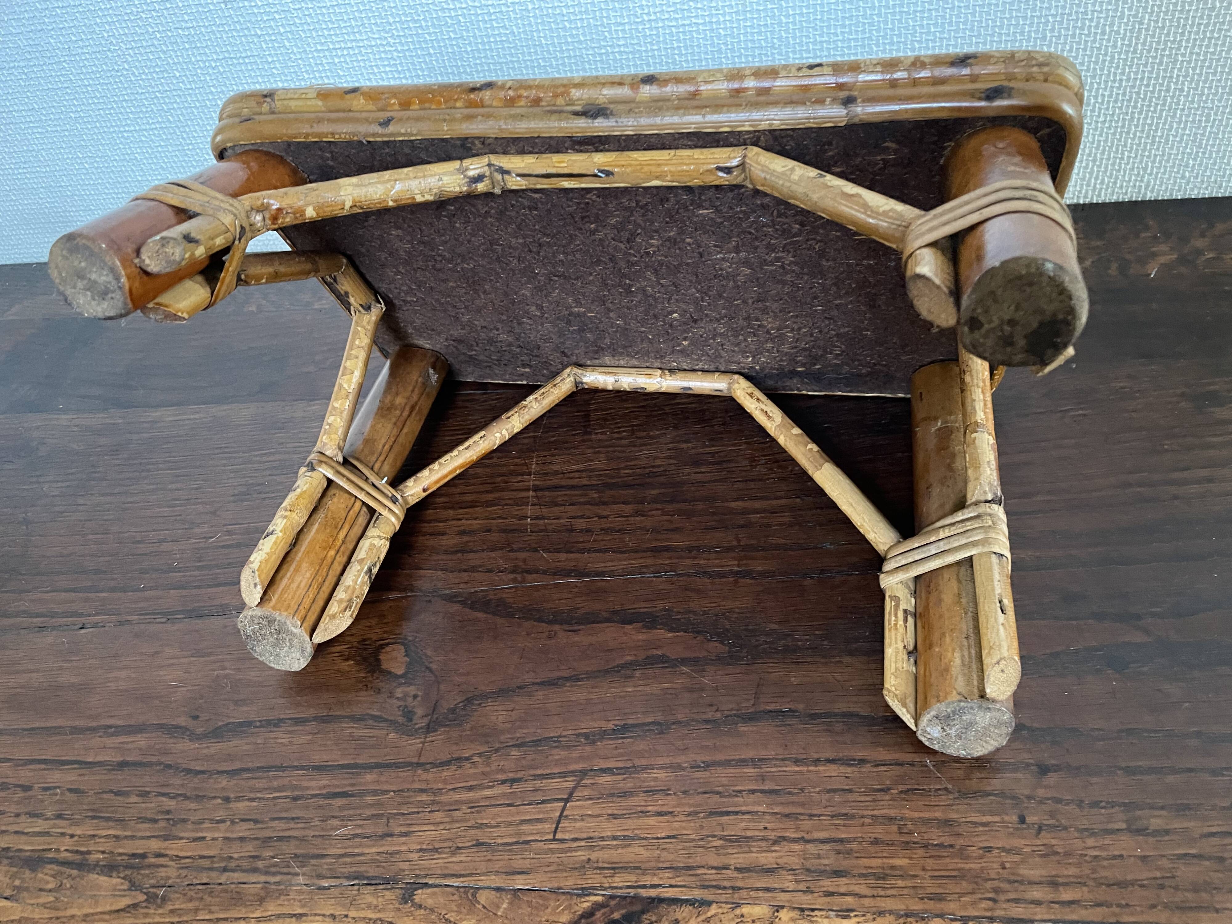 Rattan and cane footrest from the 1950s