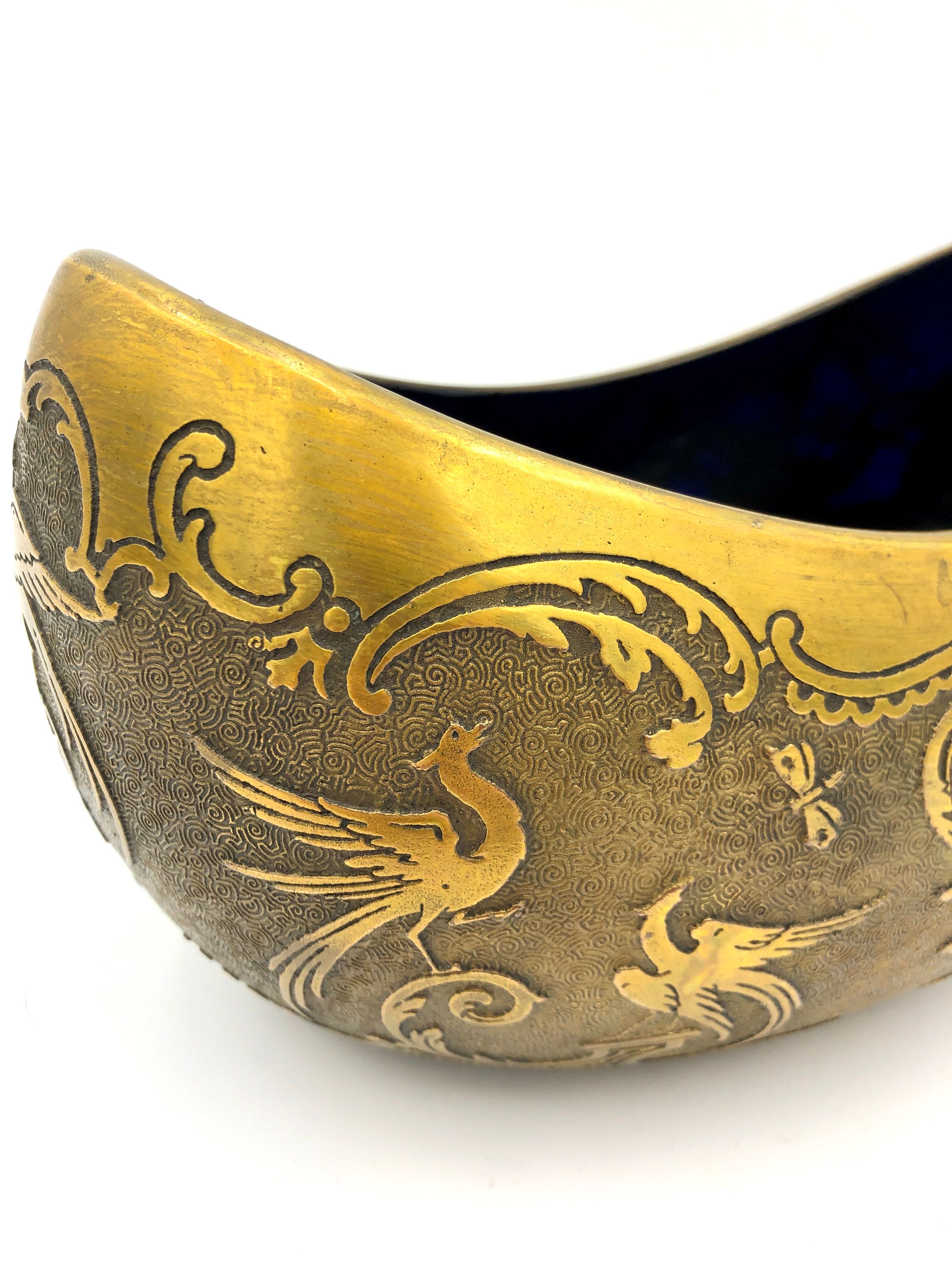 Crystal and copper shuttle cup Léon Ledru Val Saint Lambert