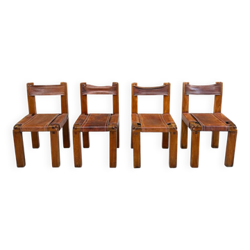Set of 4 S11 X chairs by Pierre Chapo, 1960