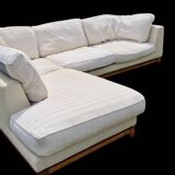 Canapé en cuir coussin tissu Roche Bobois