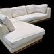 Roche Bobois leather sofa with fabric cushion