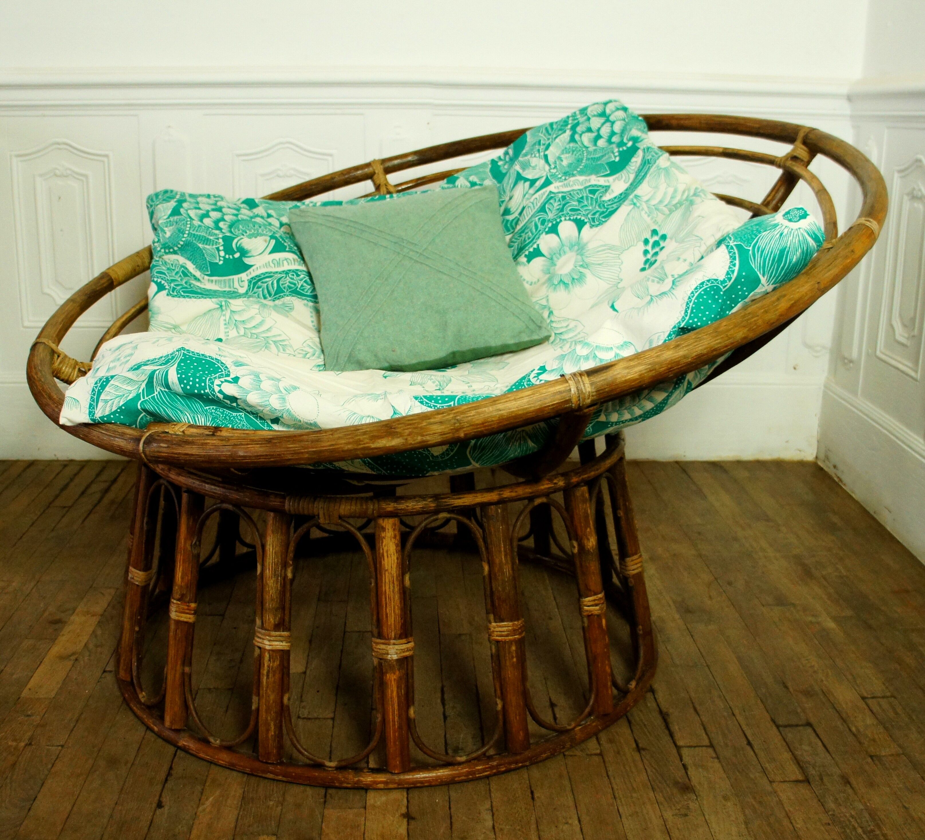 Armchair Papasan in rattan XL