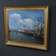 Painting "Harbour Scene", oil on canvas, signed F. Nicoli – 20th century