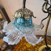 brass lamp 1975 electric working superb blue translucent tulip 42x30