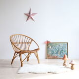 Adult size rattan shell armchair from the 60s