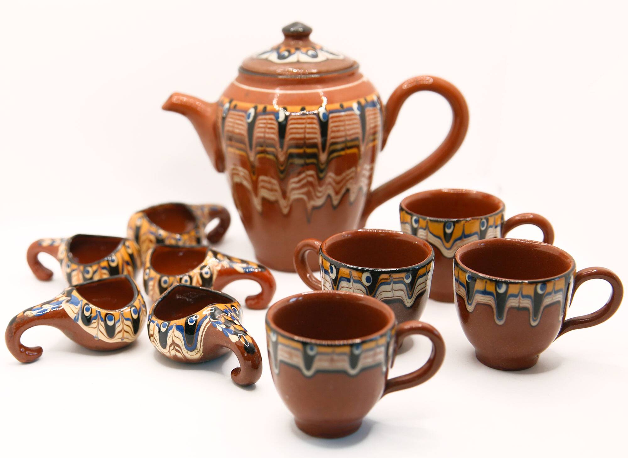 Tea or coffee set and handmade ceramic liquor from Bulgaria