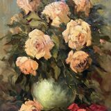 Jacques Maes (1905-1968). Still life signed "Roses". Oil on canvas.
