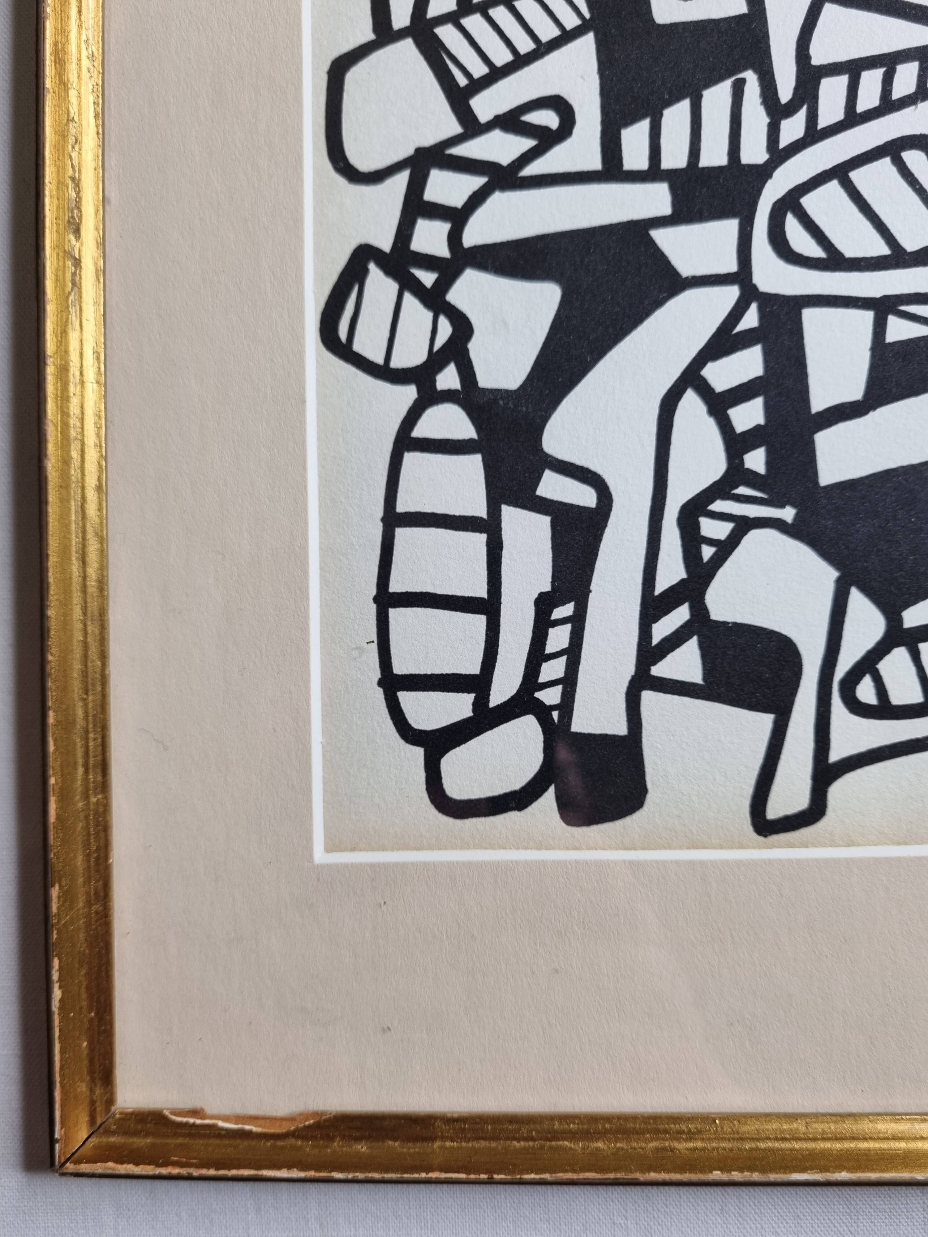 Screenprint after Jean Dubuffet framed under glass 24 cm by 31 cm