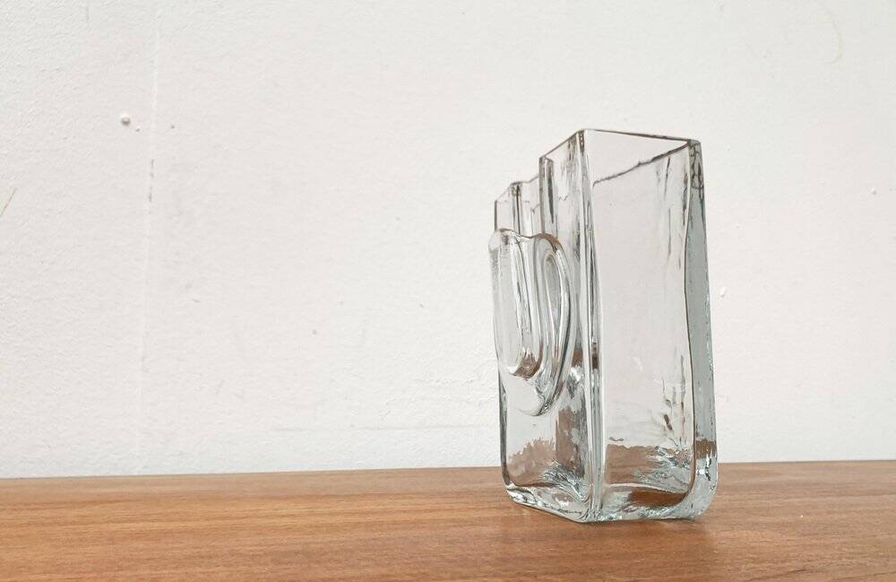 Postmodern glass block vase by Rosenthal, 1980s.