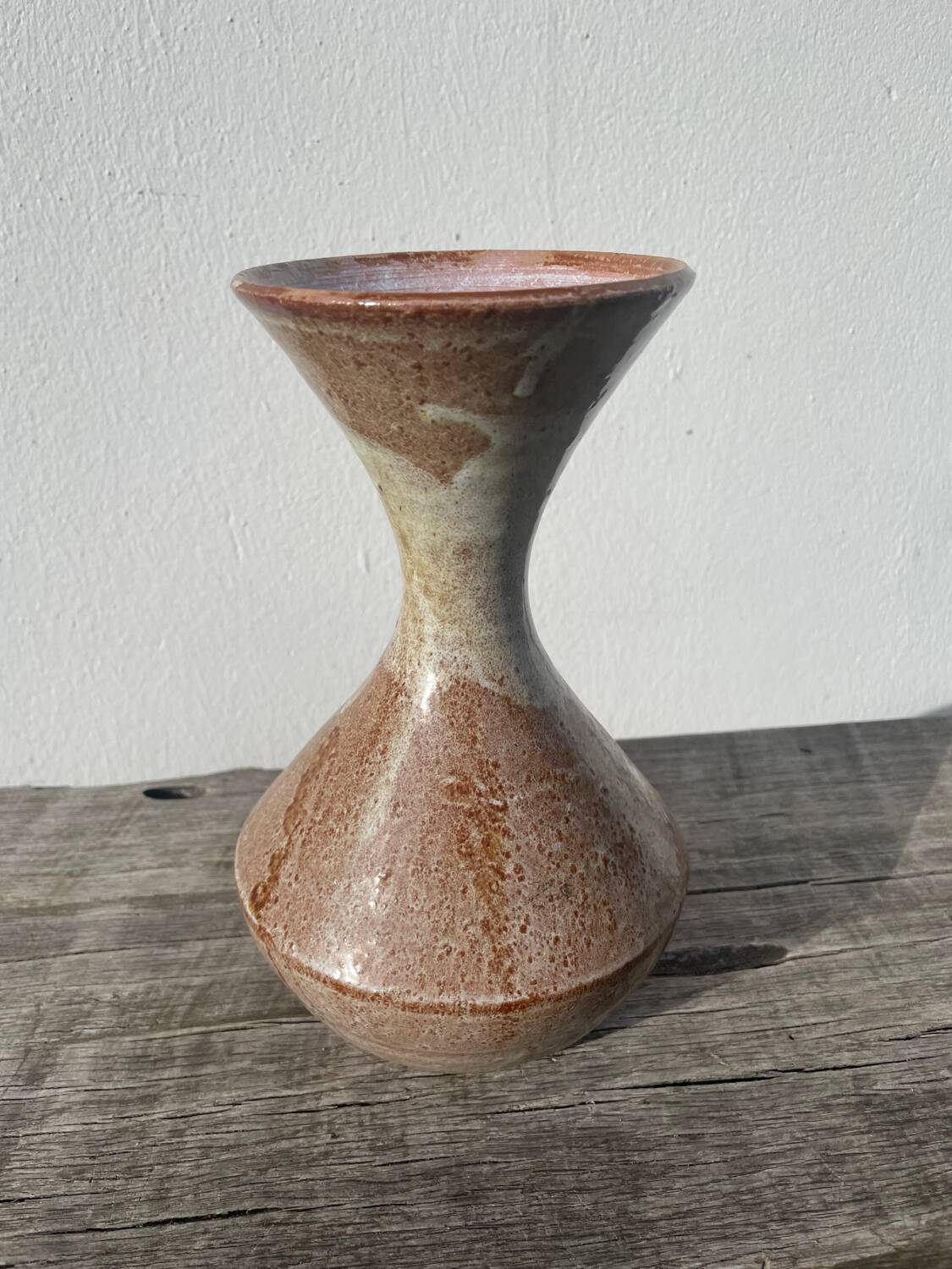 Beige stoneware ceramic vase