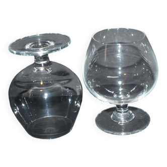 Lot de 2 verres à cognac en cristal - verres ballon digestif rhum 8cm