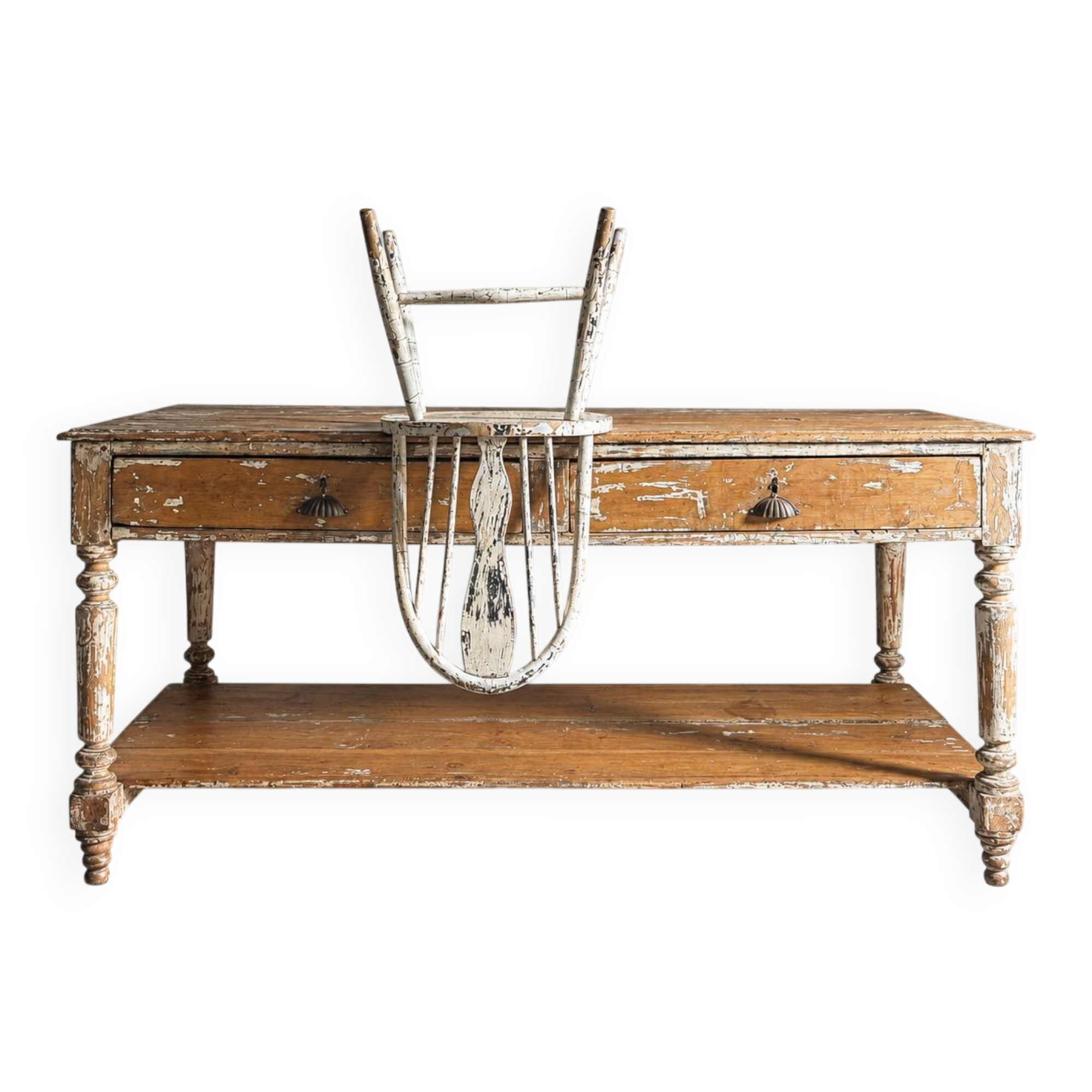 Antique wooden draper's counter