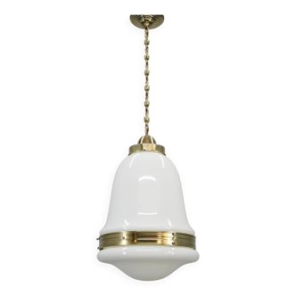 Peter Behrens “Luzette” Art Deco opaline glass pendant, Germany, 1930s