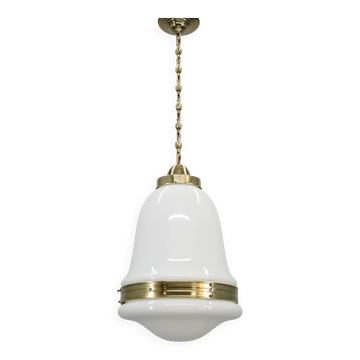 Peter Behrens “Luzette” Art Deco opaline glass pendant, Germany, 1930s