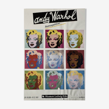 Original poster from the andy warhol exhibition, marilyn monroe retrospective, museum ludwig köln