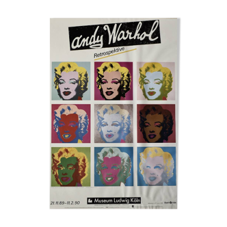 Affiche originale de l'exposition andy warhol, marilyn monroe retrospective, museum ludwig köln