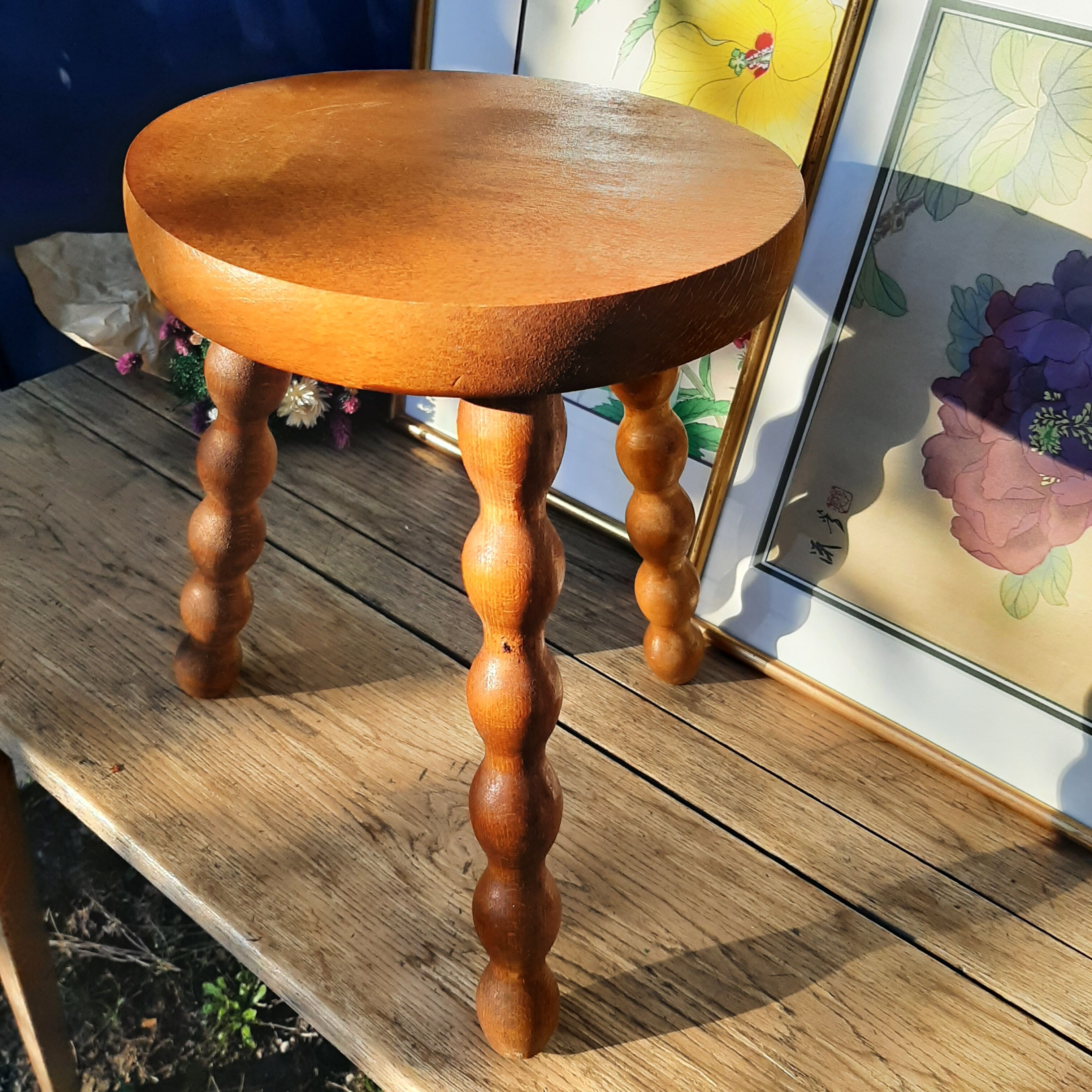 Vintage tripod wooden stool