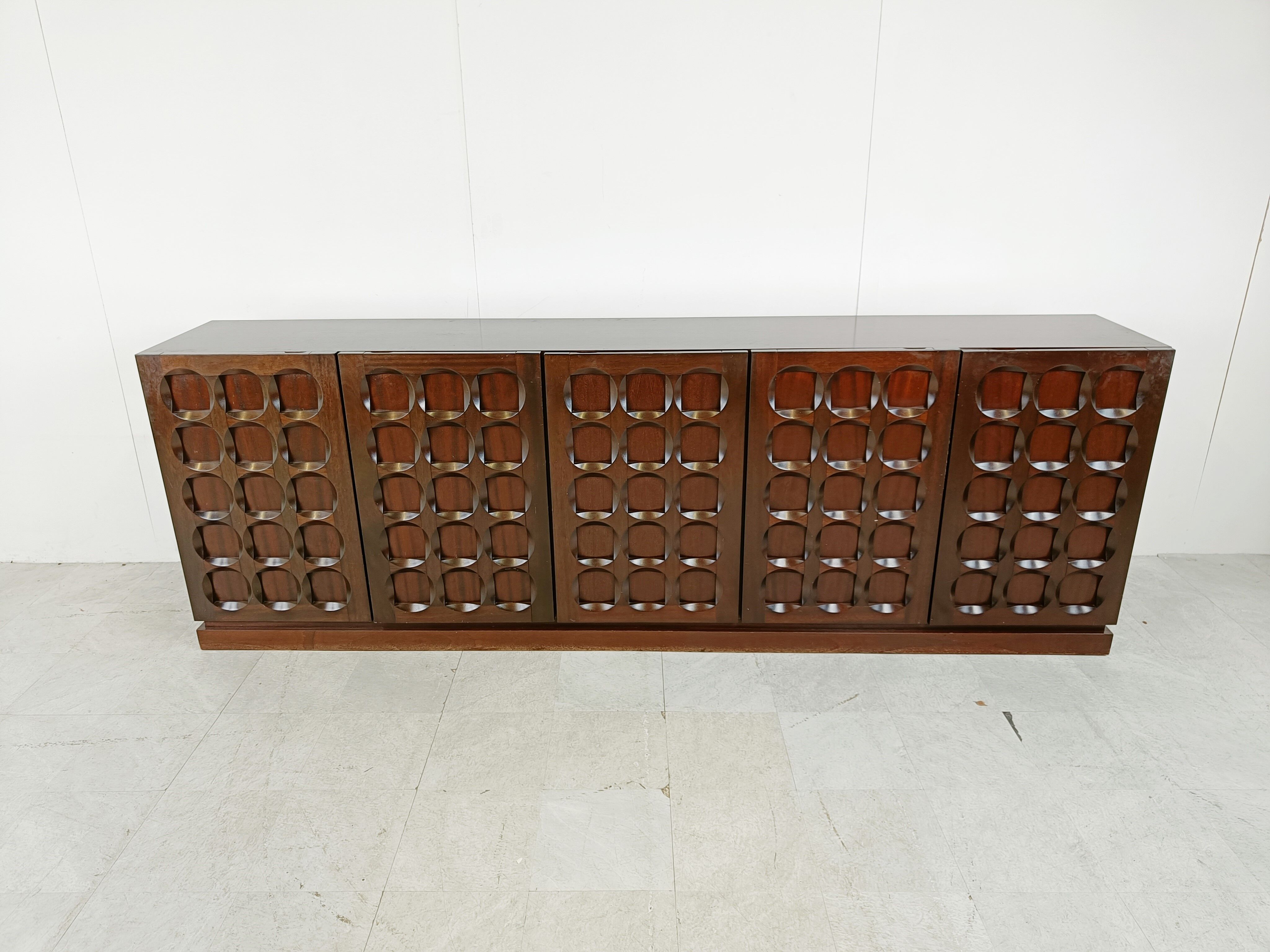 Graphical brutalist credenza, 1970s
