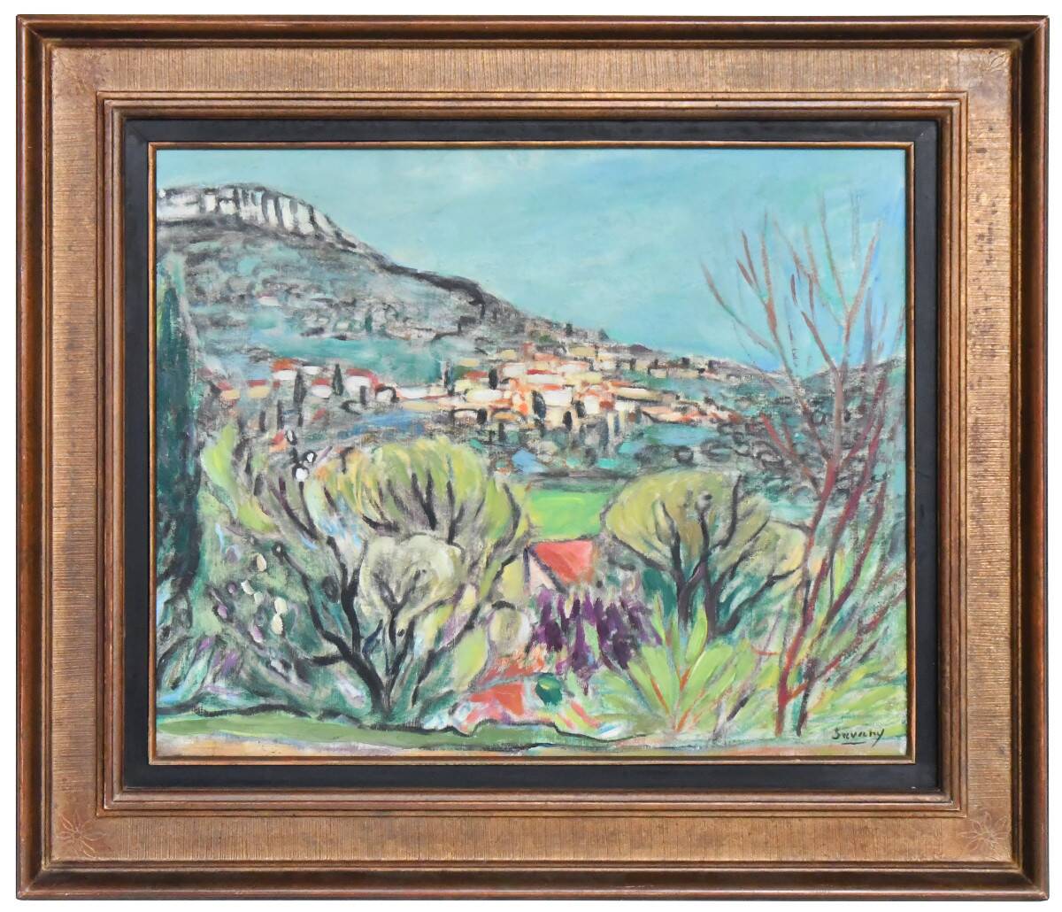 Robert savary (1920-2000) oil on canvas depicting a provençal landscape.