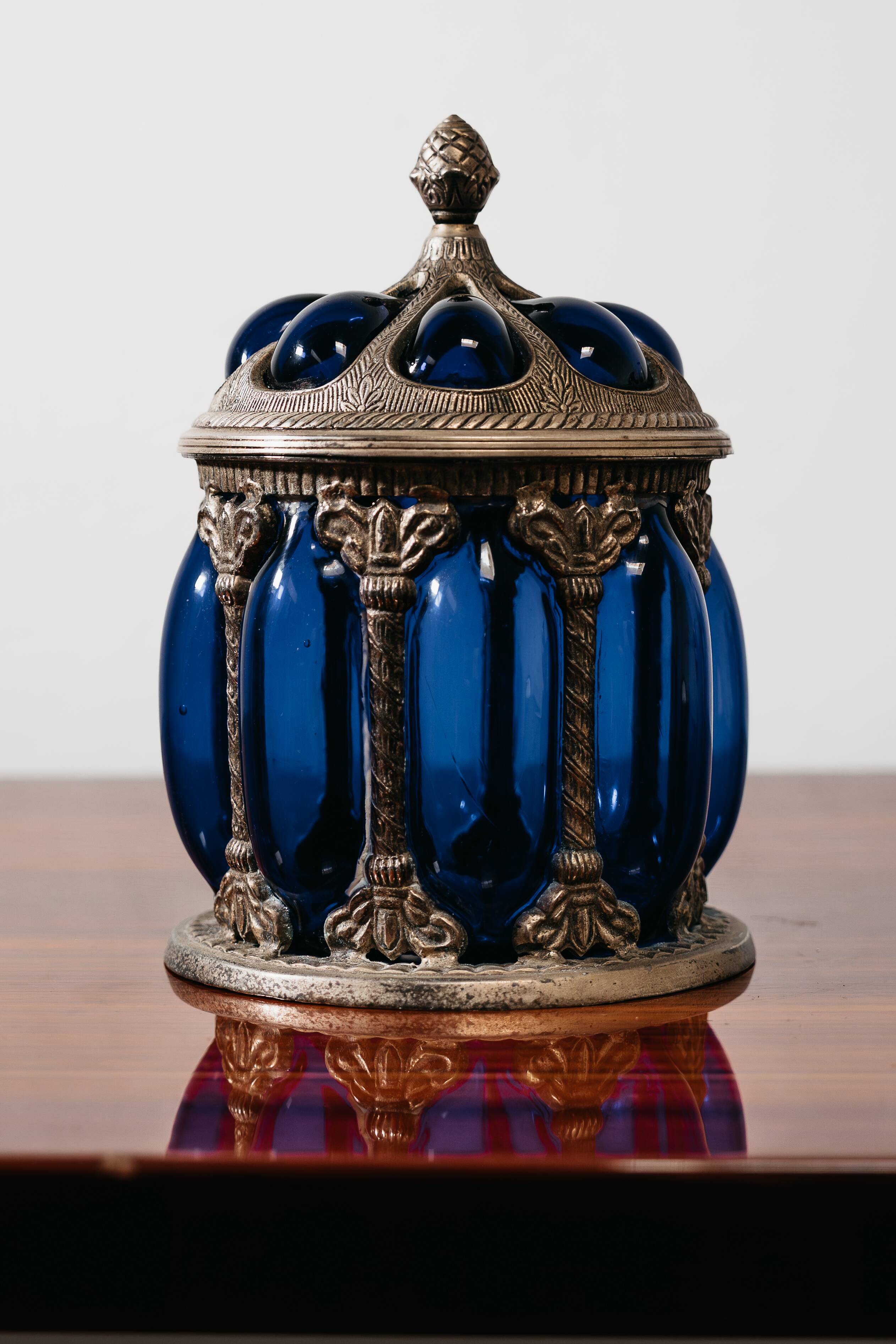 Centrotavola Large Royal Sheffield Collection Blue Service Jar 1950’s