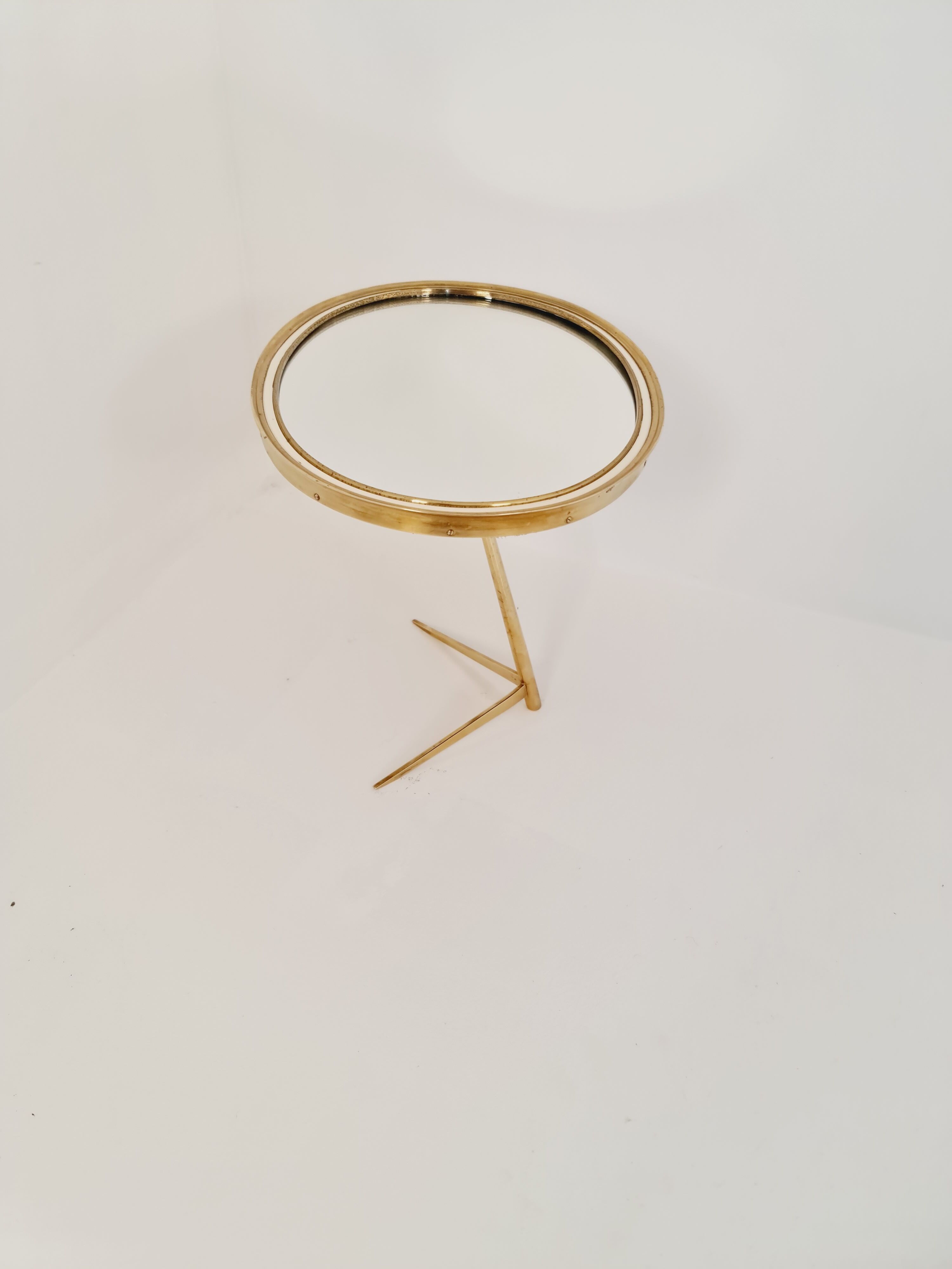 Mid century vanity brass  table mirror von vereinigte werkstätten münchen germany 1960s