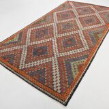 6x11 Mulicolor Living Room Rug, Vintage Wool Kilim Rug, 187x339Cm