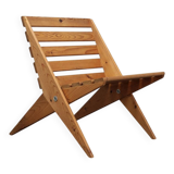 Folding chair “Scissors” in slatted pinewood, 1970s