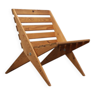 Folding chair “Scissors” in slatted pinewood, 1970s
