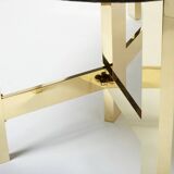 Brutalist Belgian dining table in resin and brass from around 1970.
