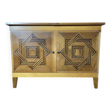 Vintage low sideboard in parqueted oak 1960