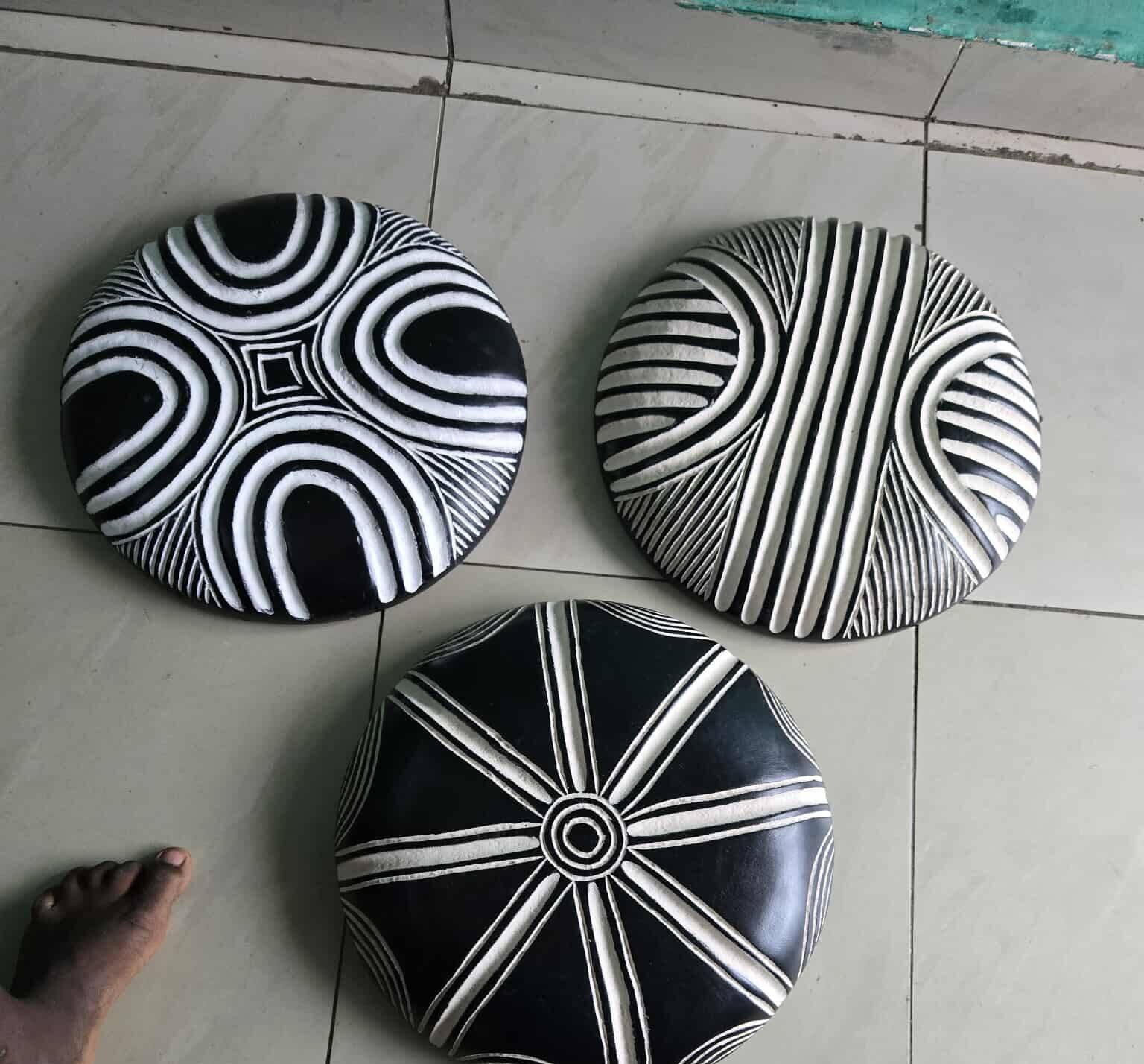 Set of 3 Traditional African Bamiléké Shields