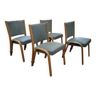 4 Bow wood chairs, Steiner edition, 1950s