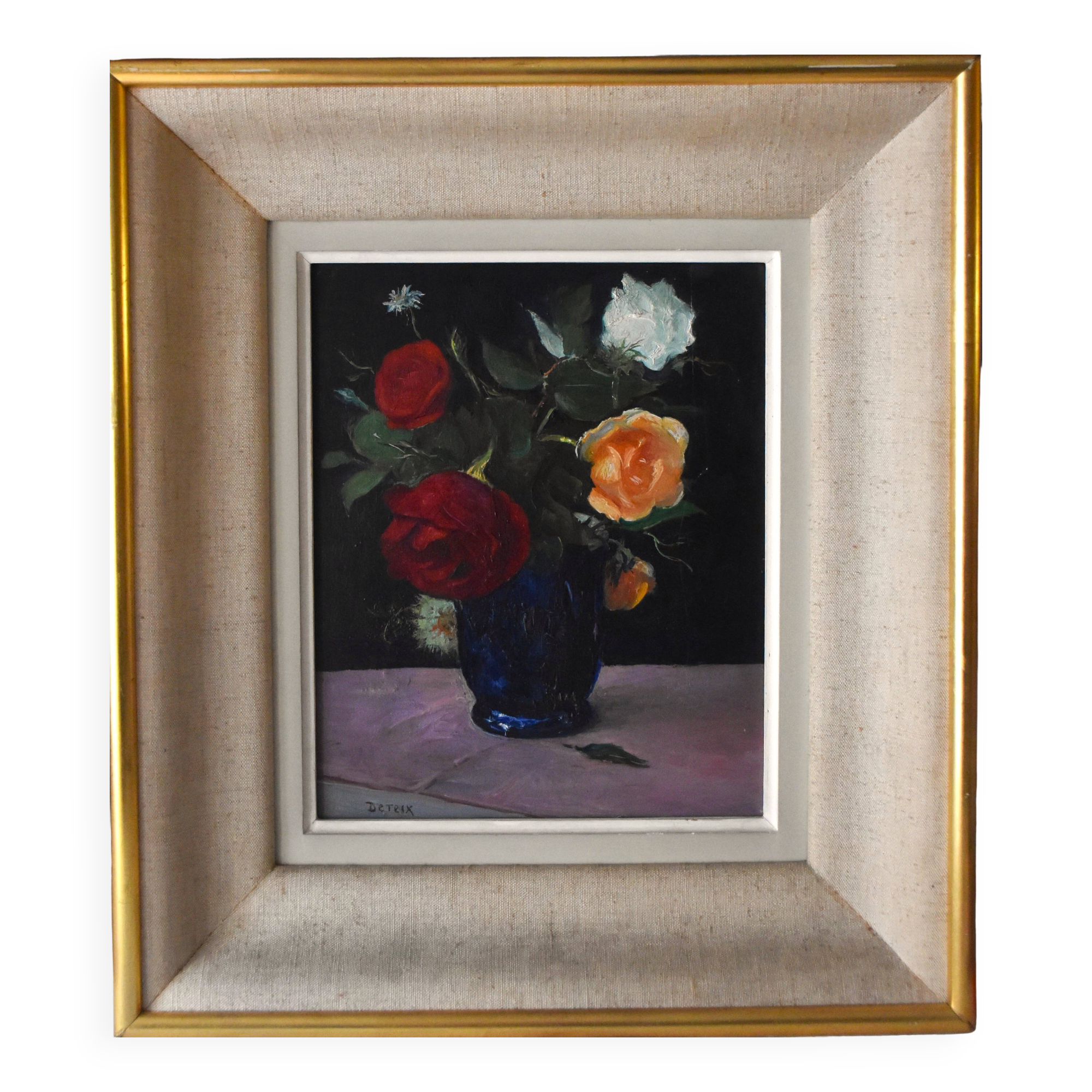 Adolphe Deteix, Flowers in a Blue Vase (circa 1930)