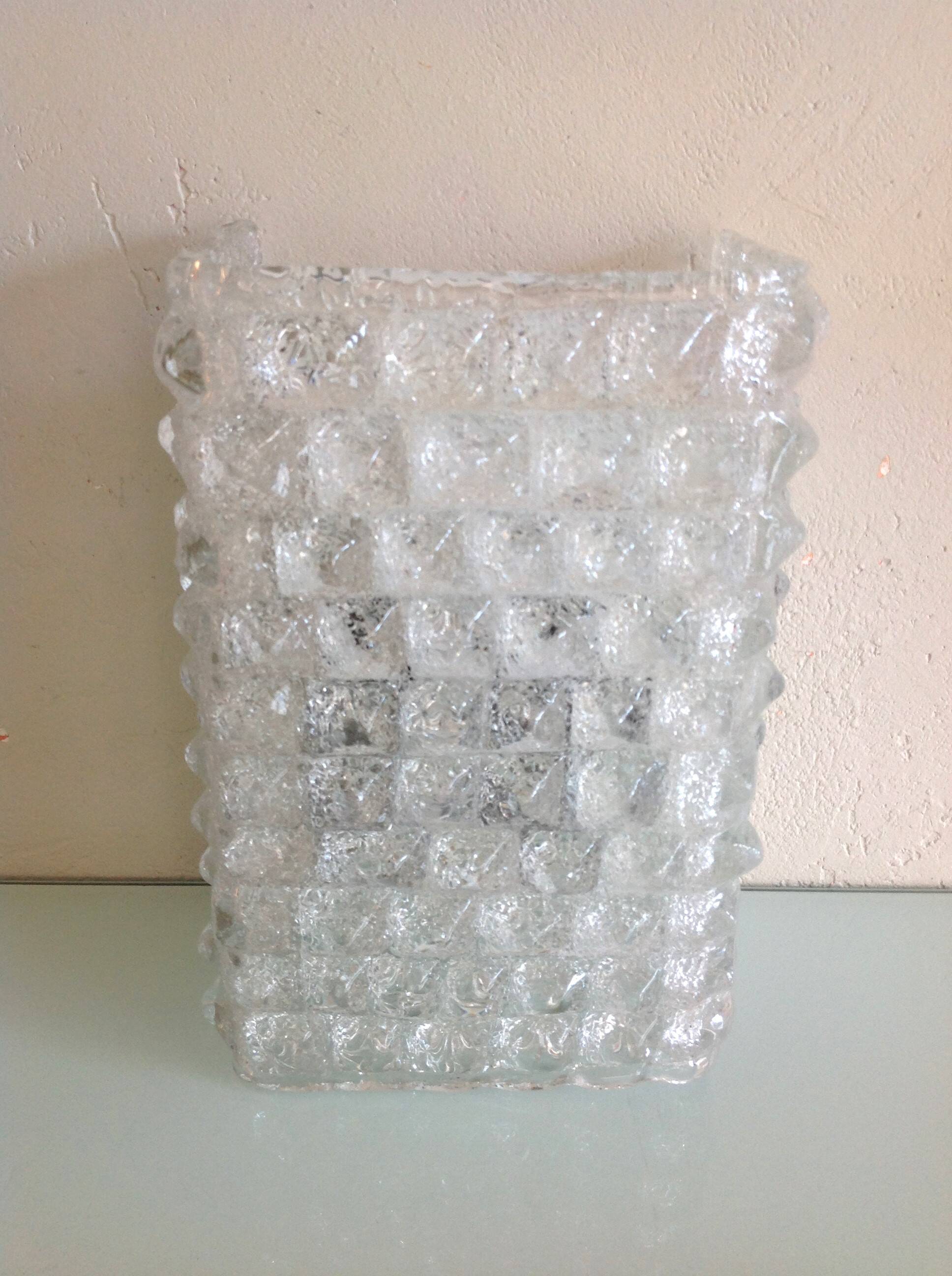 Wall lamp in ice glass and diamond tips / vintage 60s-70s