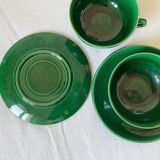 2 old green coffee cups in earthenware of Saint Clement