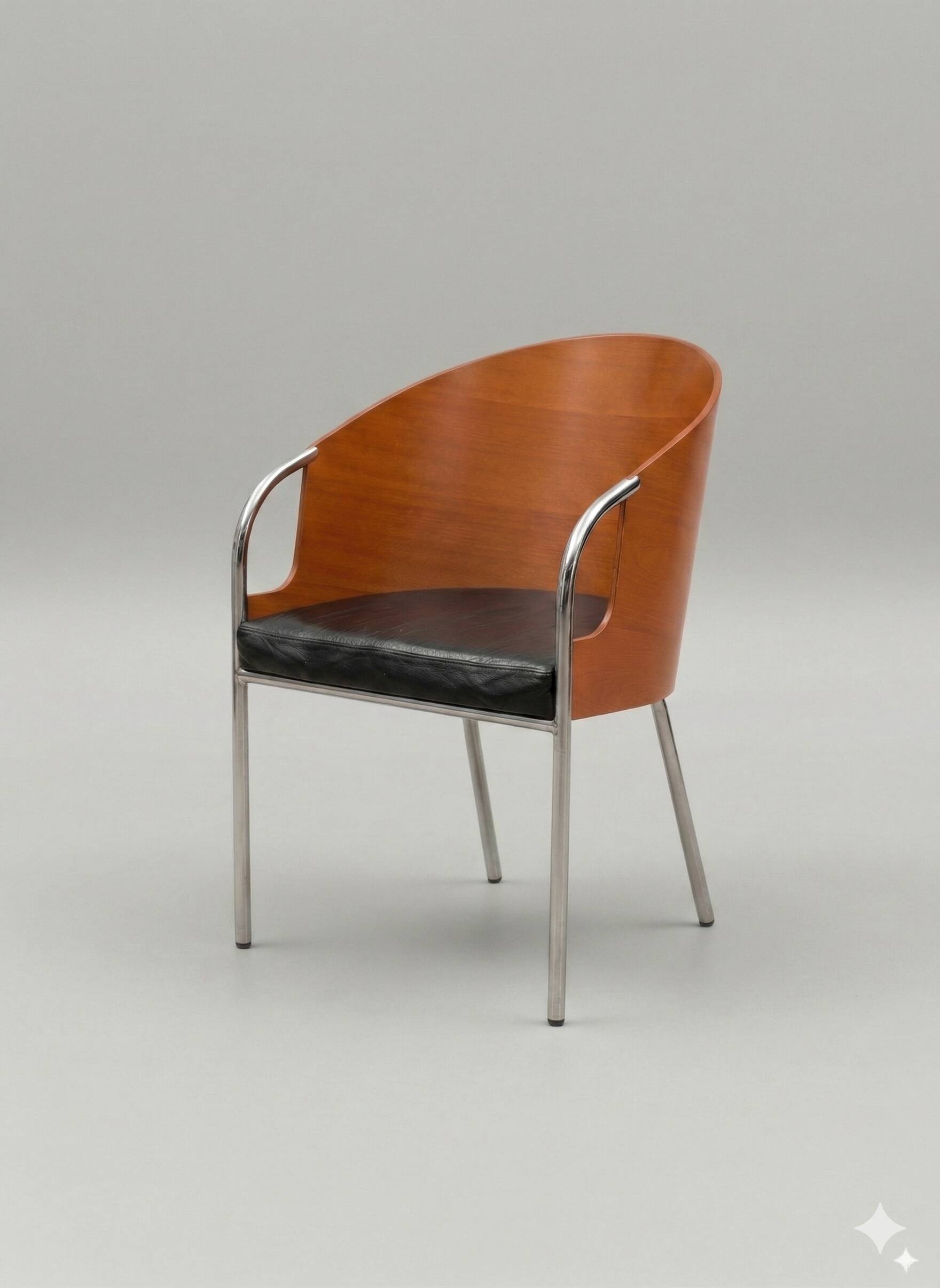 Calligaris armchair – curved wood & chrome, Italian design (x3 available)