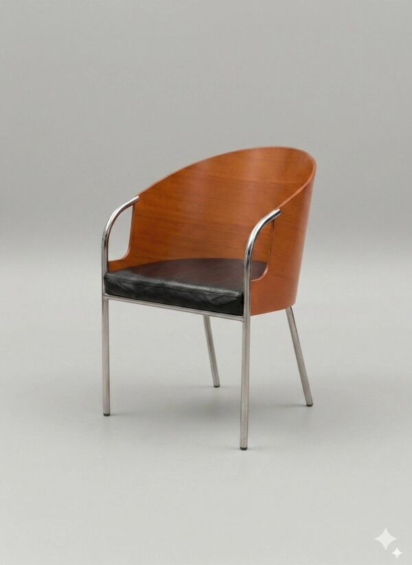 Fauteuil Calligaris – bois courbé & chrome, design italien (x3 dispo)