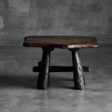 Rustic Hand-Carved Side Table, France, 19th Century