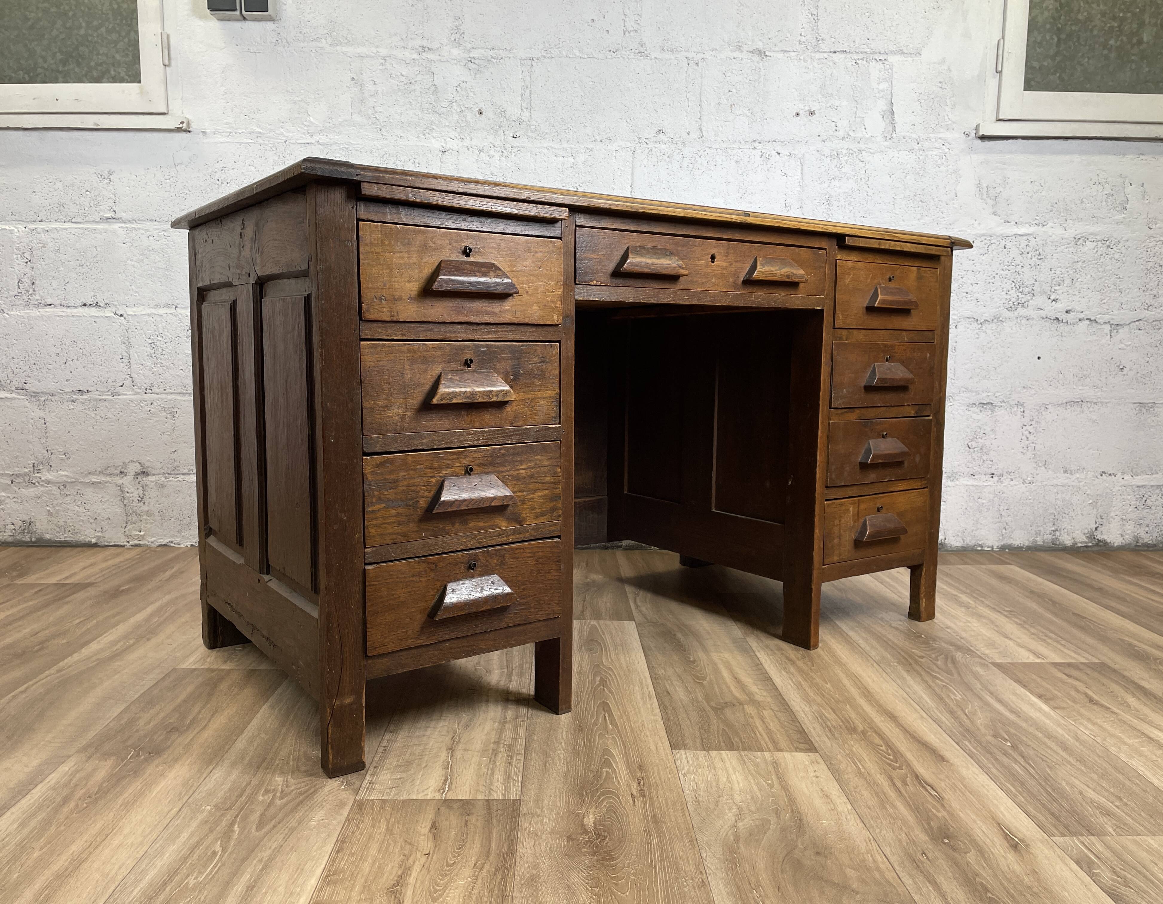 Vintage desk in solid wood, 40s-50s