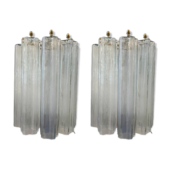 Italian Tube Wall Lights in Murano Glass, Set of 2