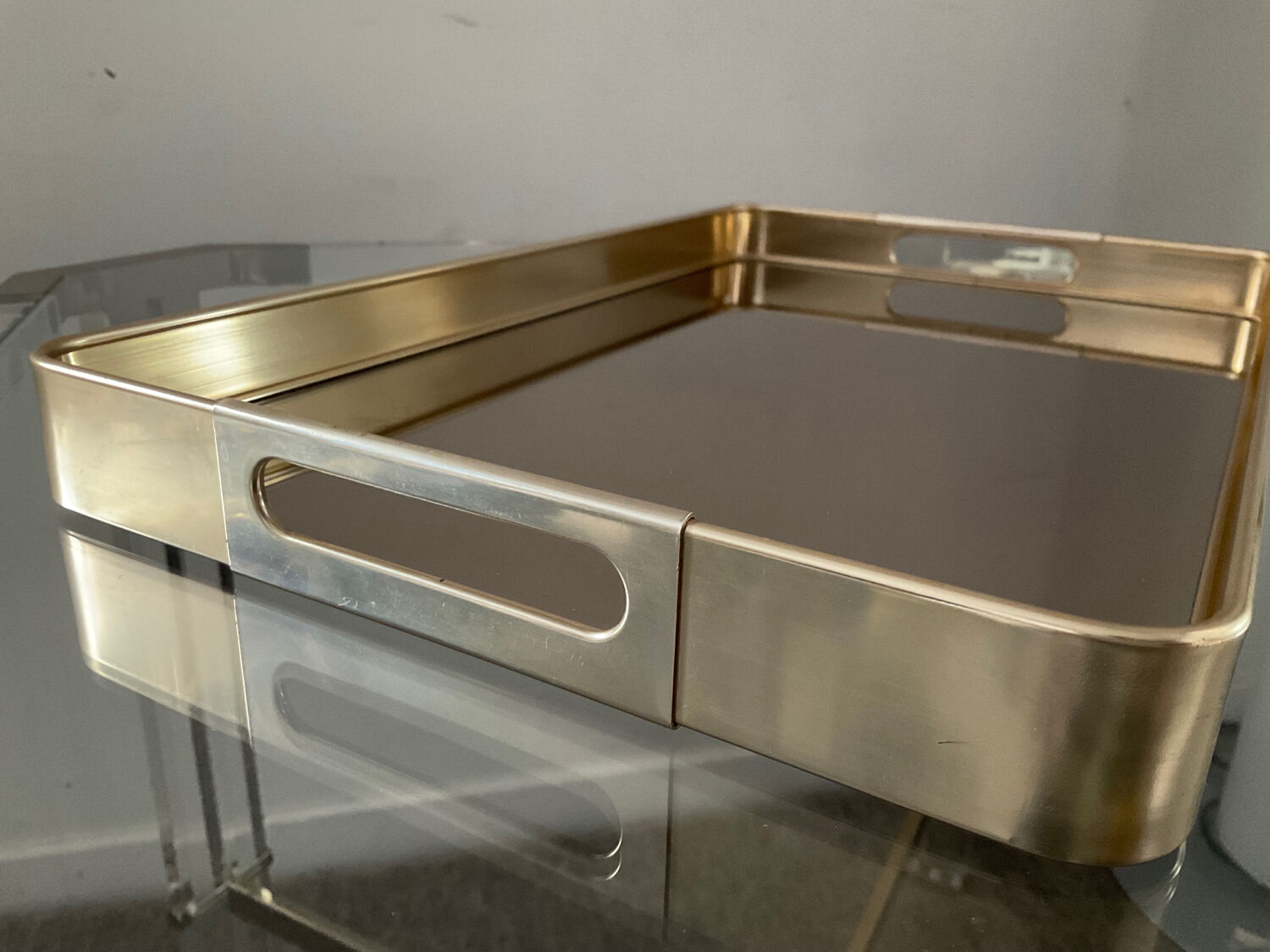 Vintage MB Italy tray in brass and mirror