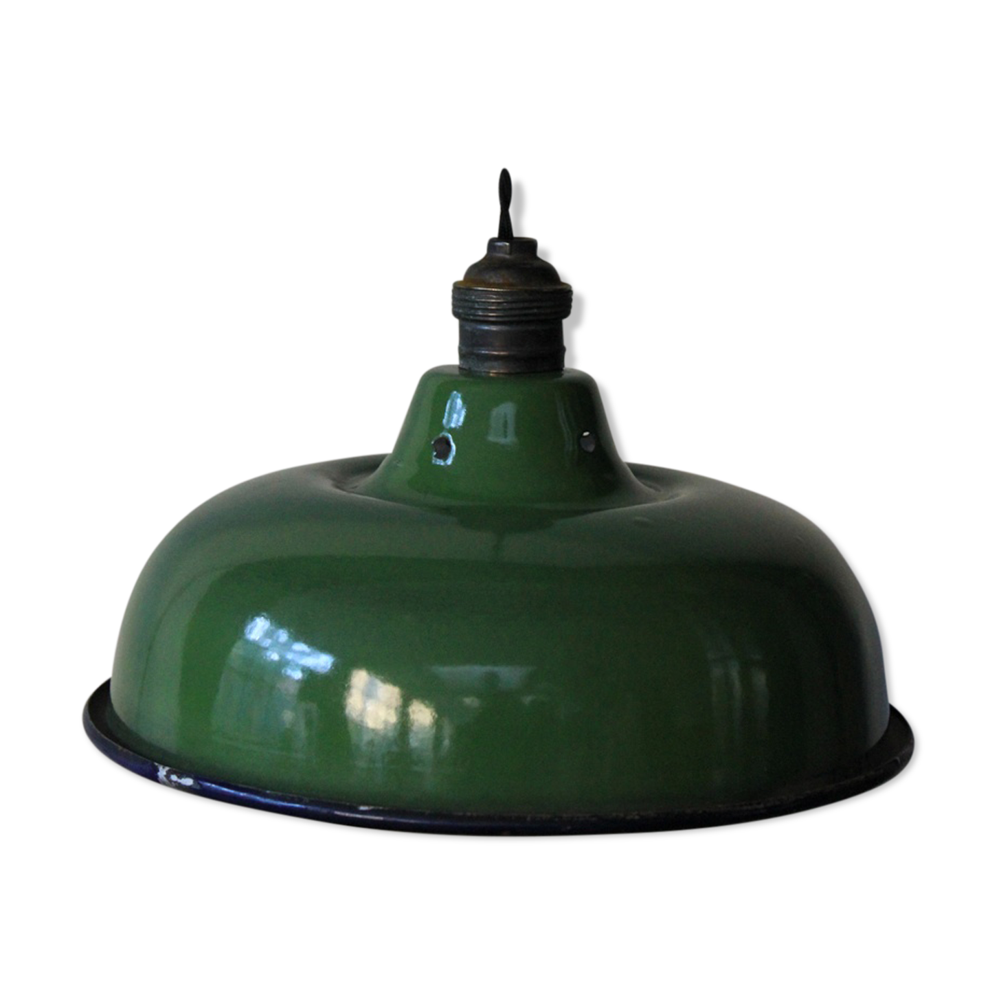 Abat jour emaillé lampe industrielle vert bouteille