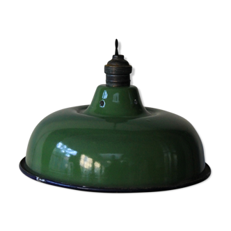 Abat jour emaillé lampe industrielle vert bouteille