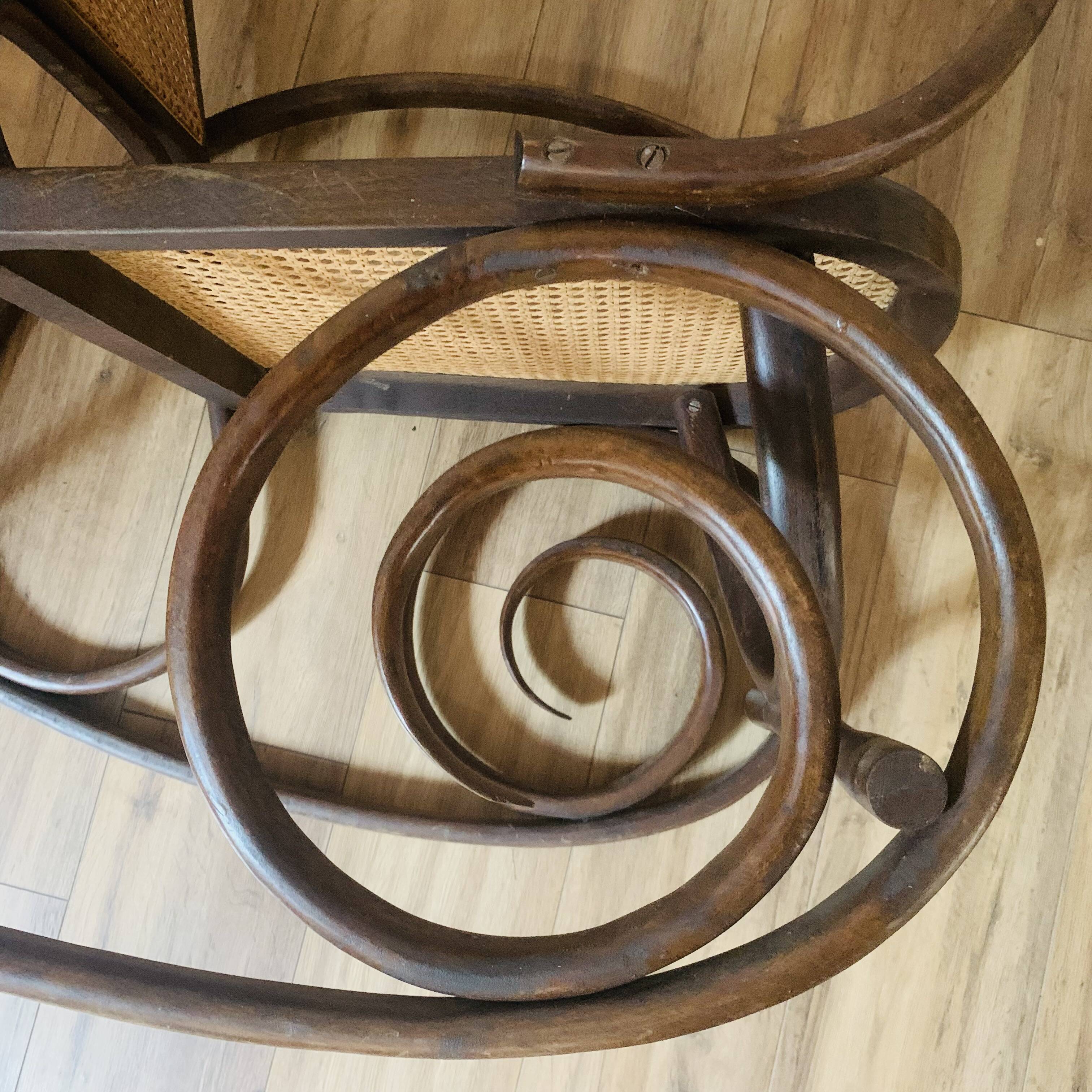 Rocking chair in wood and cane